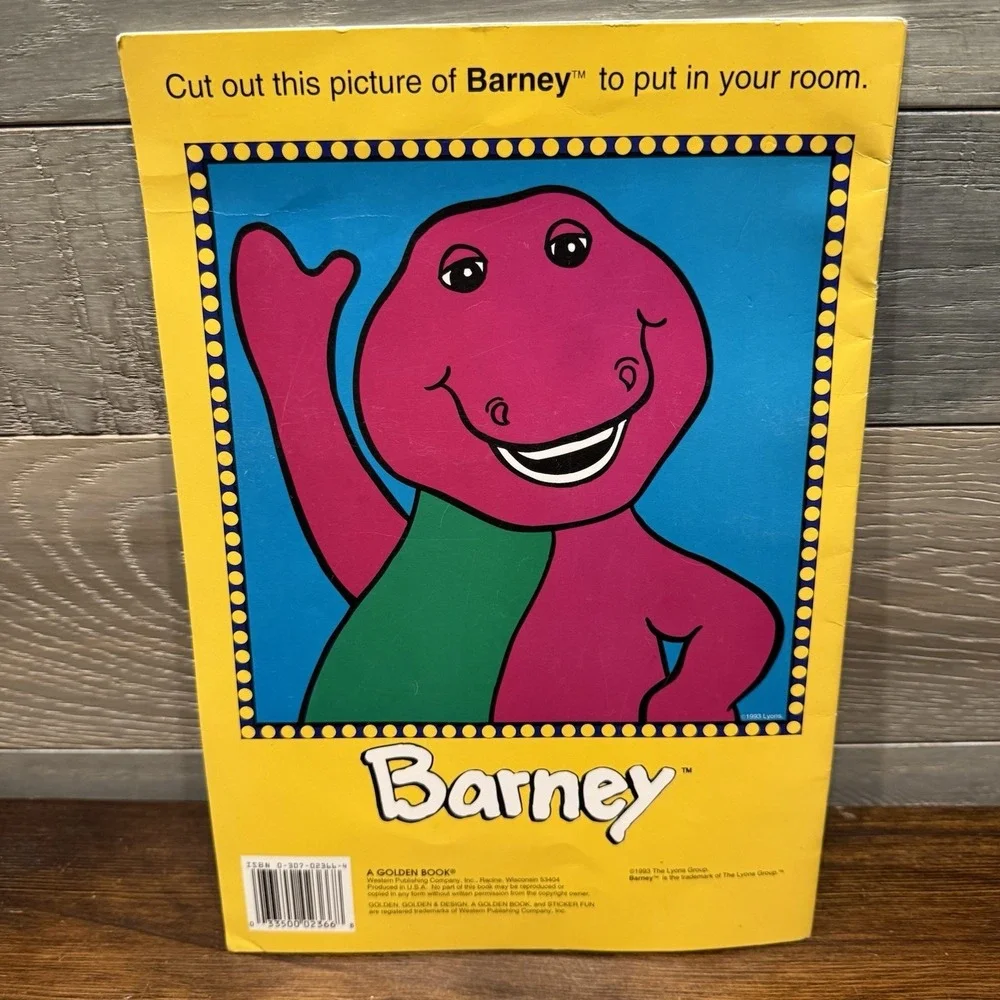 Golden Book Sticker Fun Barney Activity Book Unused Vintage 1993